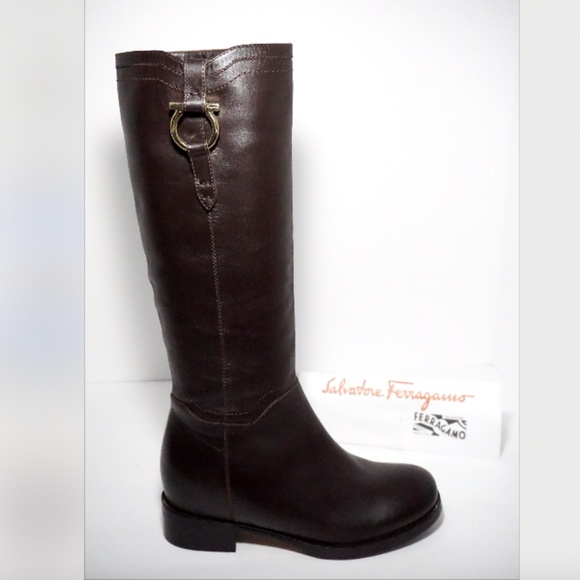 Salvatore Ferragamo Gancini Knee High Riding Boot - Picture 4 of 8